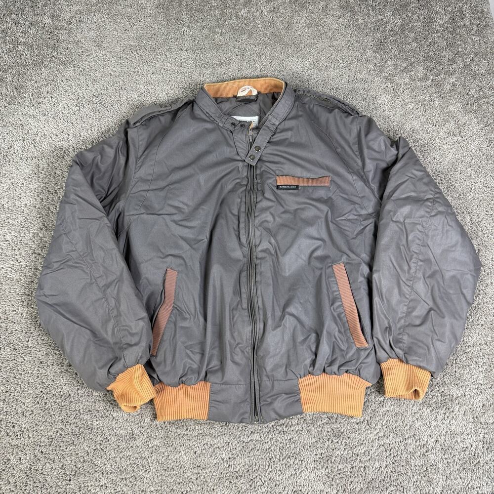 Vintage Members Only Jacket Mens Big 1X Gray Bomber Full Zip Europe Craft 80s